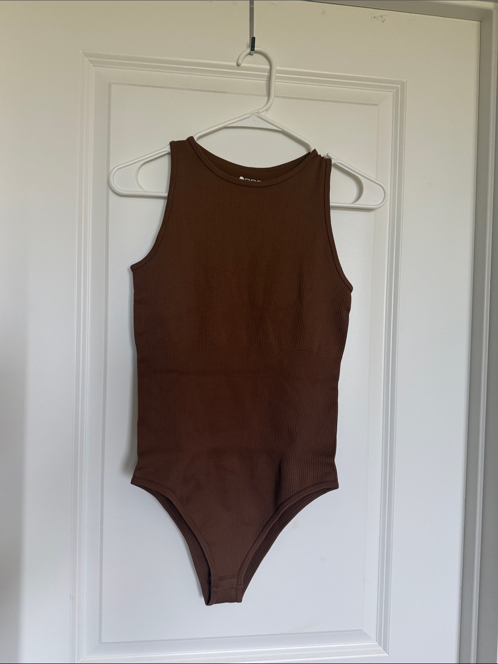 Ribbed Brown Sleeveless Bodysuit